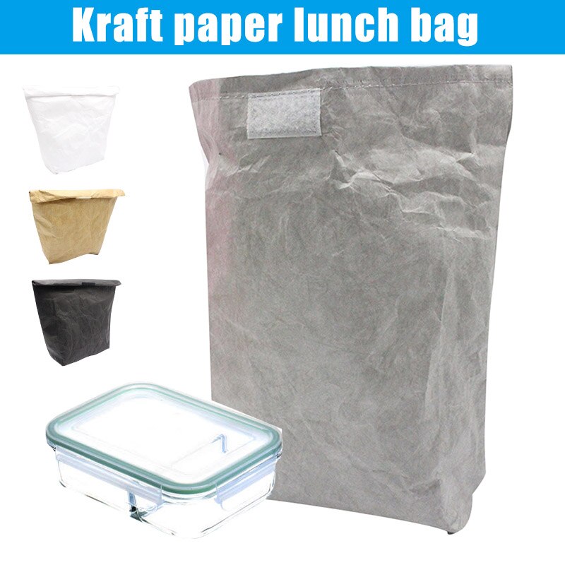 Reusable Paper Lunch Bag Portable Solid Color Durable Insulated Paper Lunch Bag Loncheras Para Mujer