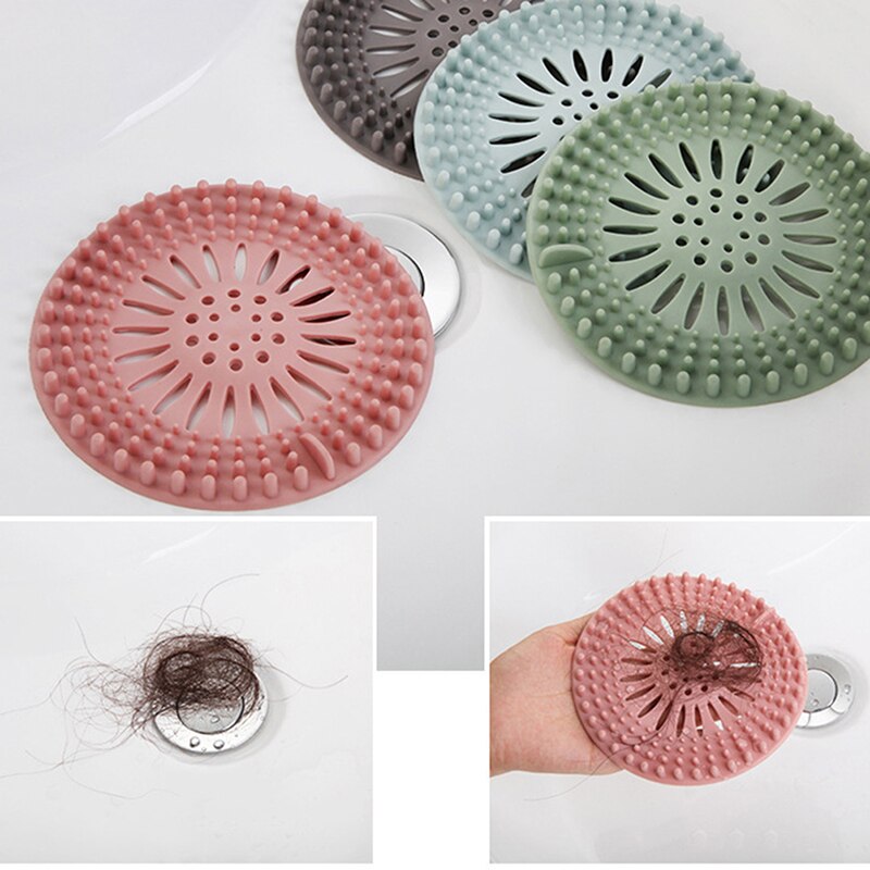 Hair Stopper Floor Drain Mat Silicone Shower Drain Covers Sink Strainer Filter for Bathroom and Kitchen
