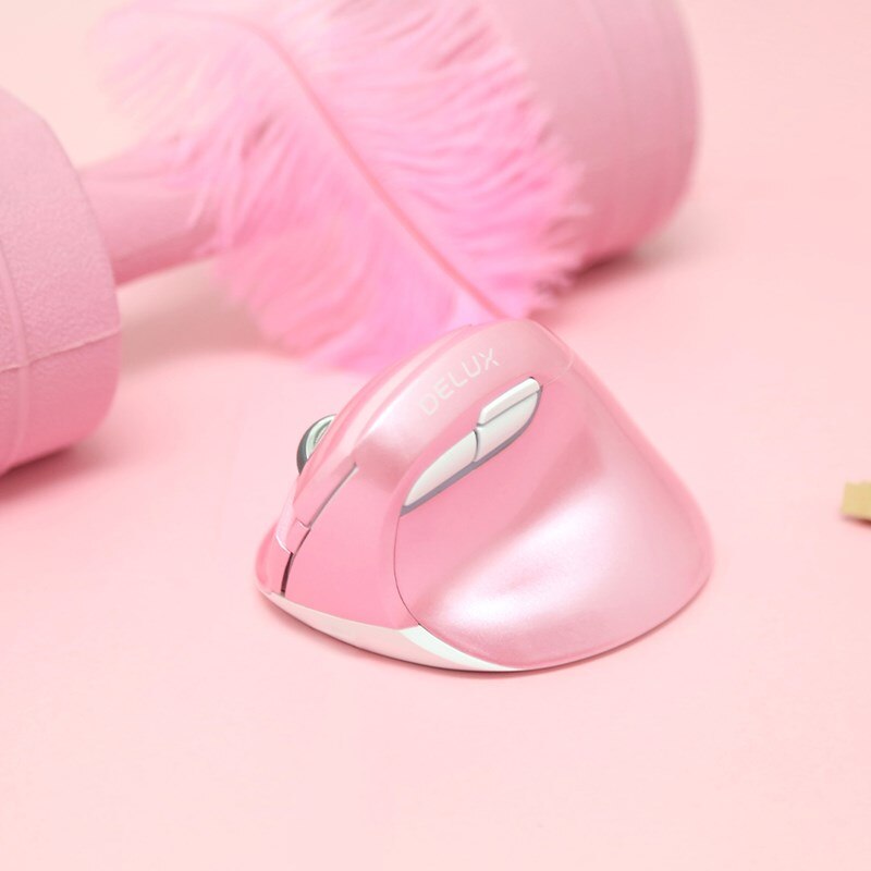 Delux M618Mini Ergonomic Vertical Mouse Wireless 2.4GHz Gaming Mouse gamer adjustable DPI Vertical Mice PC gamer: M618MINI 2.4G Pink