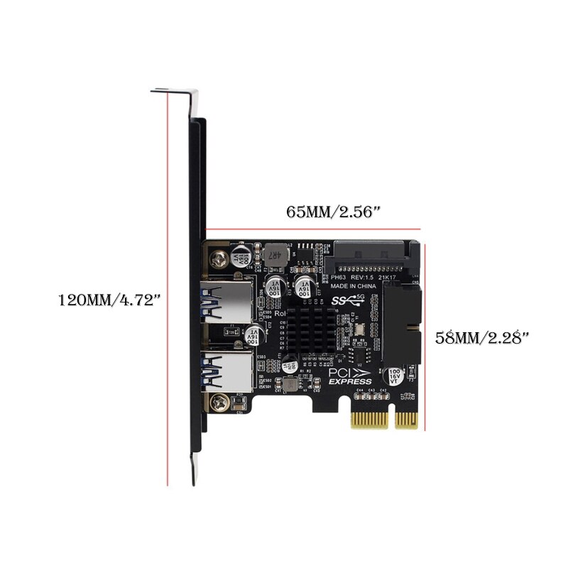 PCI Express Riser Card PCI-E 2xUSB3.0 Expansion Adapter PCIE 1X 19Pin Drive Free