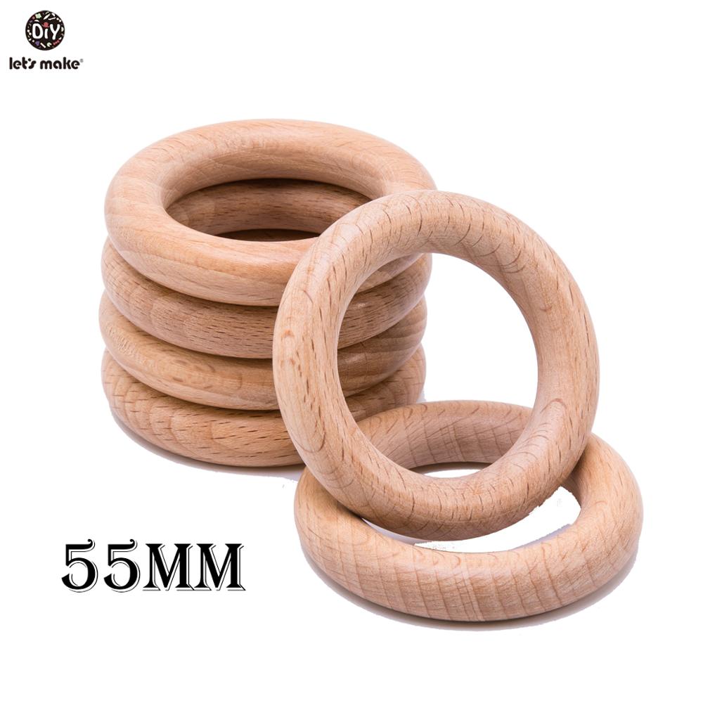 Let'S Maken Beuken Houten Bijtring Ring 50Pc 70Mm Baby Tandjes Houten Ambachten Speelgoed Voor Baby Rammelaars Hout Ring baby Bijtring Kinderwagen: 55mm