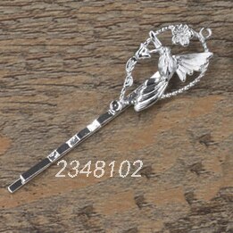 10 stks Vintage Bloem Motief Vogel Haar Sieraden Charm Vrouwen Haarspeld Haarspeld Woord Map Hairclips Haarspeldjes Retro Haar Dragen: Rhodium