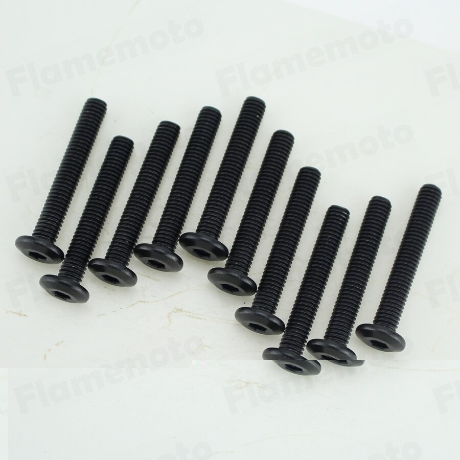 10 stk motorcykel stål bolte skrue sort fladt hoved  m6 x 40mm