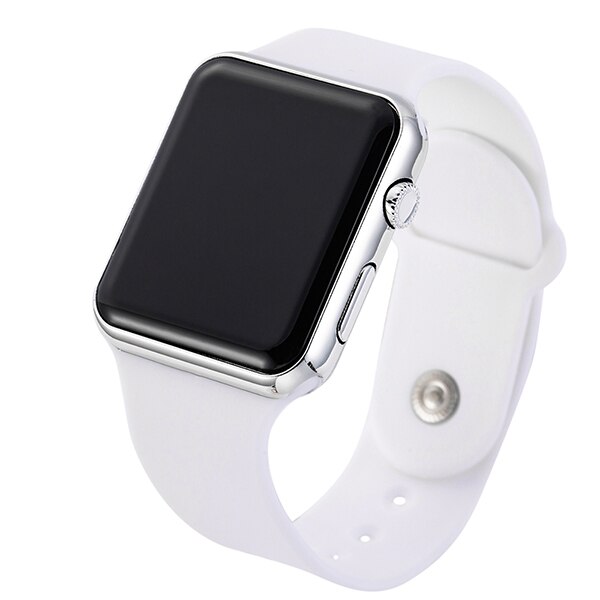 Sport casual ure mænd kvinder led silikone ur pink dejlig digital børn sports armbåndsur bayan kol saati: Hvid sølv