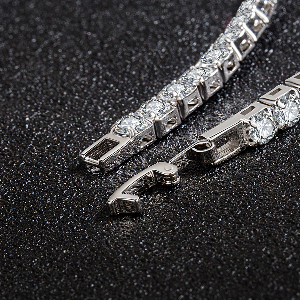 Vehong-Bracelet en argent regardé S925 avec balle de tennis pour femme, bijoux de fiançailles simples, breloque de mariage, contre-indiqué, , 4mm, 16-20cm