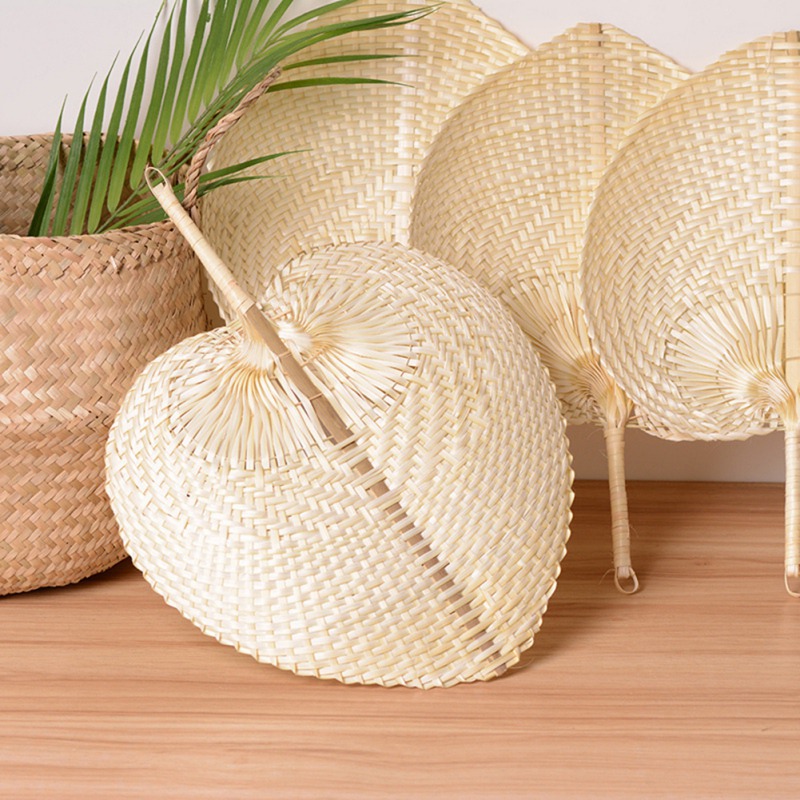 Kinesisk stil håndlavet palme ventilator naturlig håndvævning palme blad ventilator indretning vintage cool ventilator sommer cool hjælp