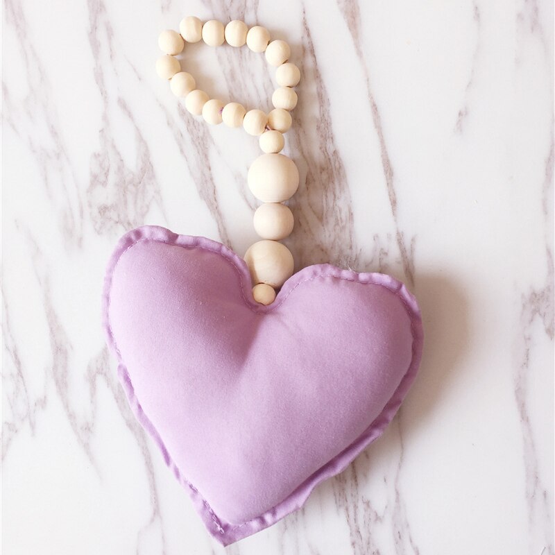 Lovely Wooden Beads Cotton Star Moon Heart Shaped Wall Decoration Ornaments for Kids Baby Bedroom Home Nursery Decor: D