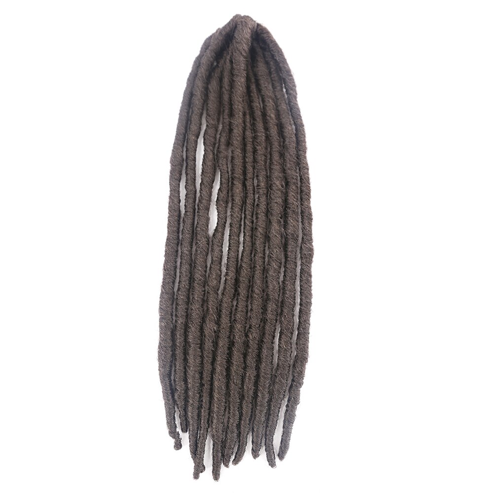 SOKU Brown Faux Locs Braids Straight Hair Extensions 20 Inch Long Soft Crochet Hair Braided Synthetic Afro Dreadlocks Hair: #4 / 5Pcs/Lot