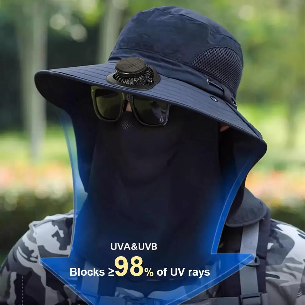 Solar Charging Fan Hat Working Outdoors Sunshade Sun Pot Picking Sun Hat Tea Garden Protection Greenhouse Removable