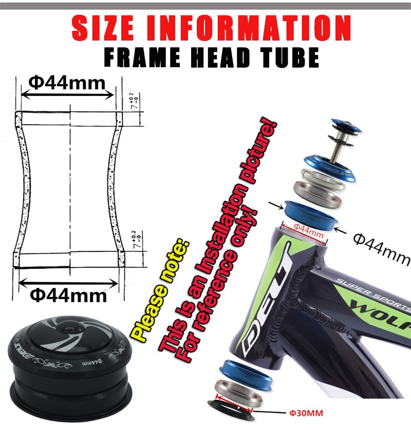 Bicycle Headset for MTB Mountain Urban Bike BMX Road Cycling Threadless 28.6mm (1-1/8" ) 44 X 30mm 2 Bearings Accessories