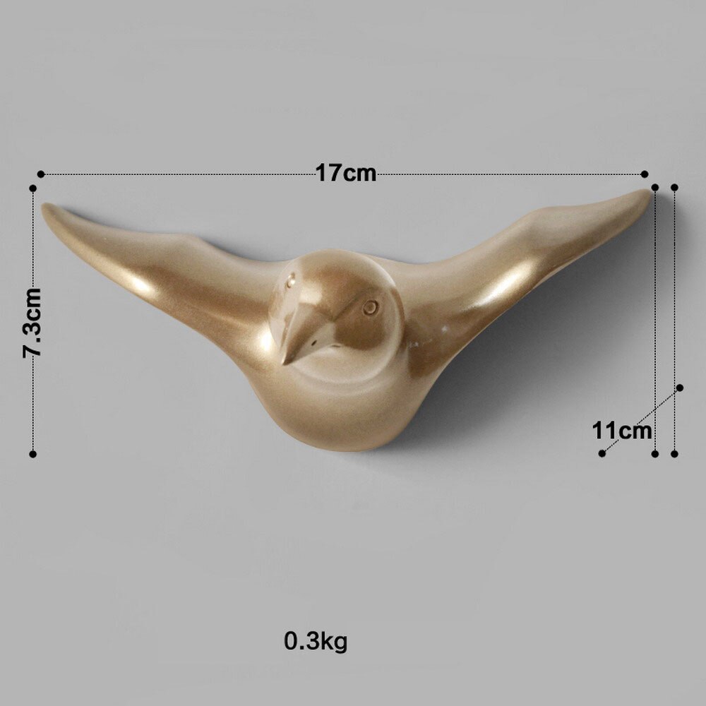 Badkamer Deur Kapstok Moderne stijl Hars 3D Seagull Vorm Decoratie Haak, Zeemeeuw Vorm Decoratieve Haak: Gold Large