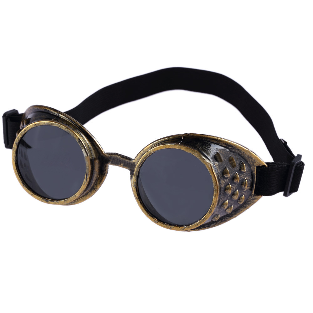 Vintage okulary Steampunk dla dorosłych okulary Cosplay gogle dekoracje na Halloween Heavy Metal gogle kierowcy soczewki Eclipse unisex: Jasne