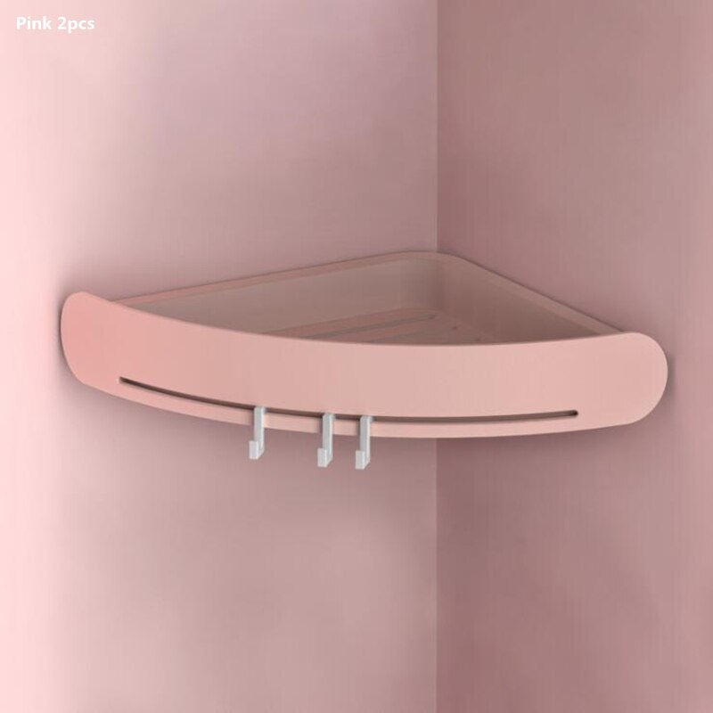 Bathroom Storage Storage Containers ShelvesFor Wall Kitchen Organizer Bathroom Accessories Shelf Organizer Bathroom Shelves: Pink 2pcs