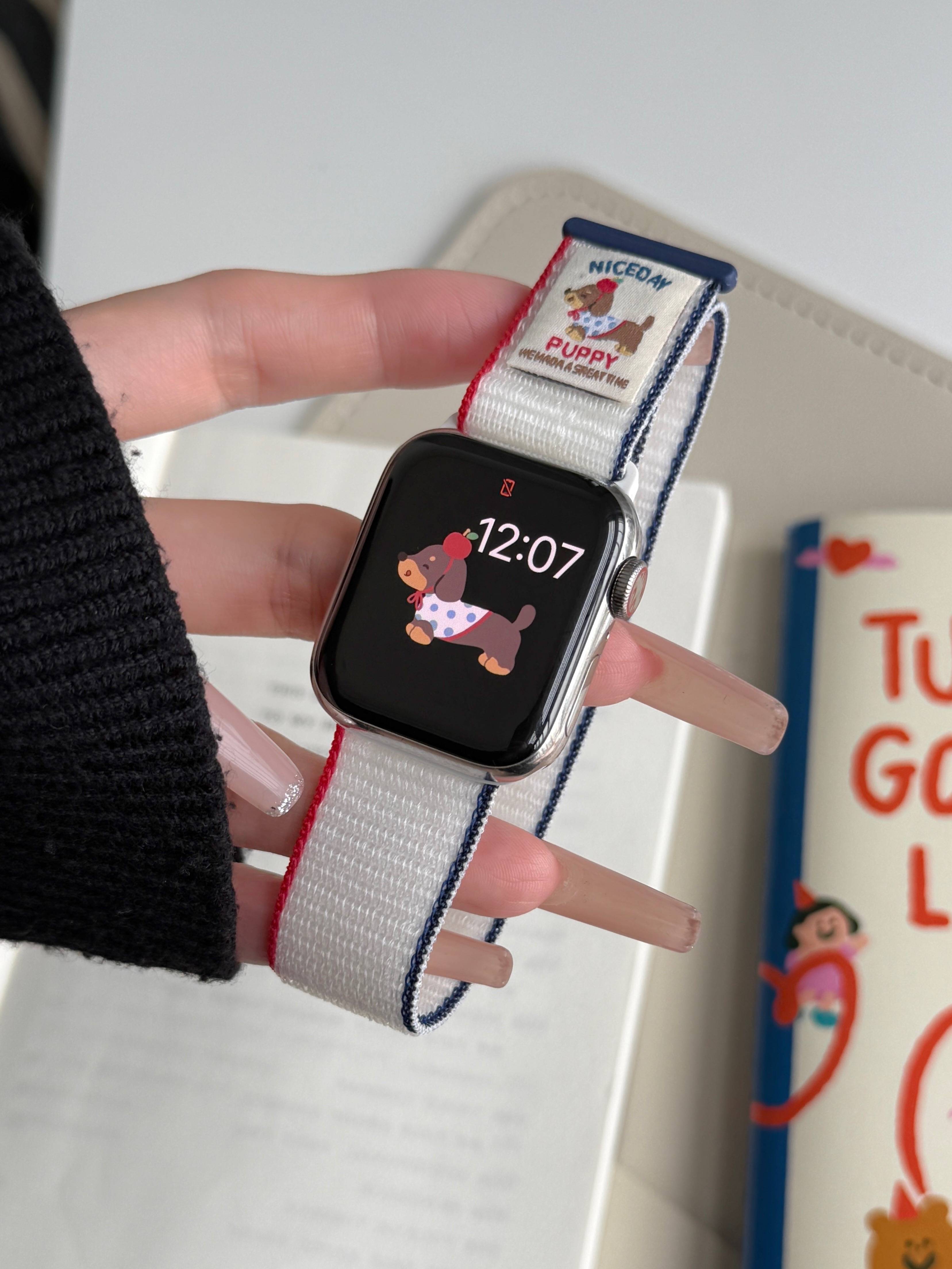 Nylonrem til apple watch-rem iwatch serie 10 9 8 7 6 5 4 se ultra 2 49mm/46/45/44/42/40/38mm armbånd armbånd urrem: Xxl / Hvid