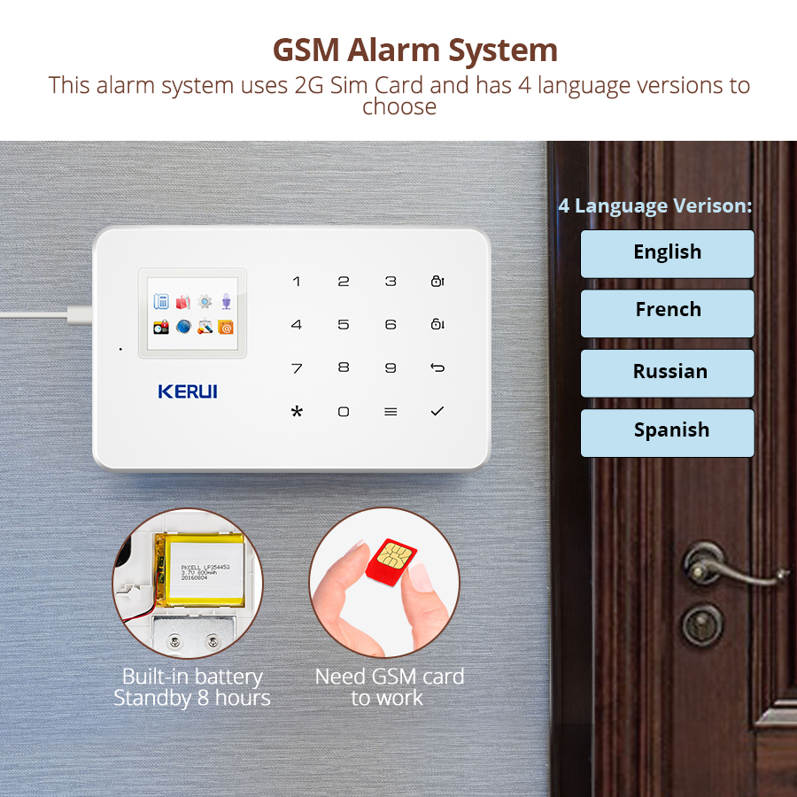 KERUI-alarma GSM DE SEGURIDAD G18 para el hogar, sistema de alarma antirrobo de Color negro, aplicación de Control remoto para Android e IOS