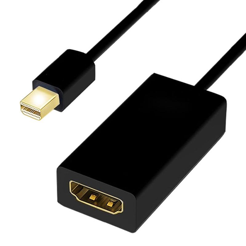 Mini dp til hdmi-kompatibelt 1080p hd-kabel til macbook air 13- adapter mini displayport til hdtv-projektorskærm bærbar computertilbehør: Sort