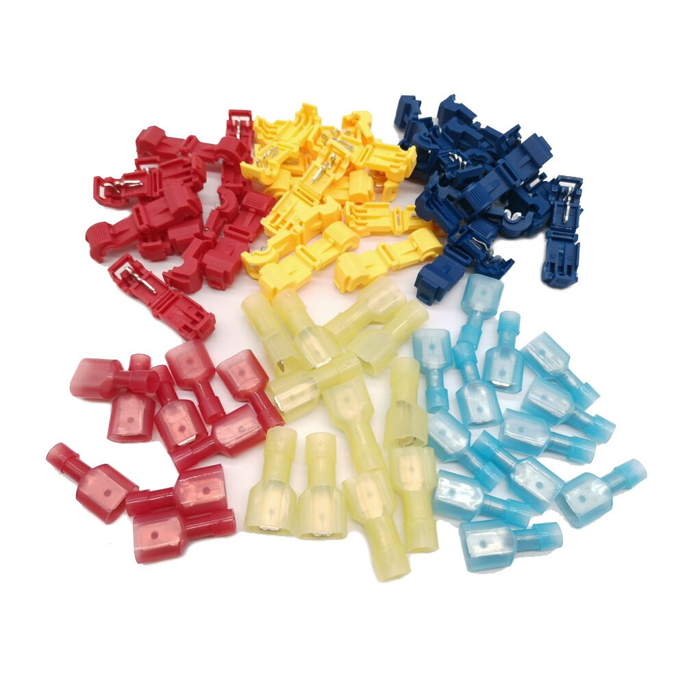 120 Stuks T Type Elektrische Kabel Connectors Splice Draad Scotch Lock Geïsoleerde Mannelijke Vrouwelijke Terminals Crimp Kits