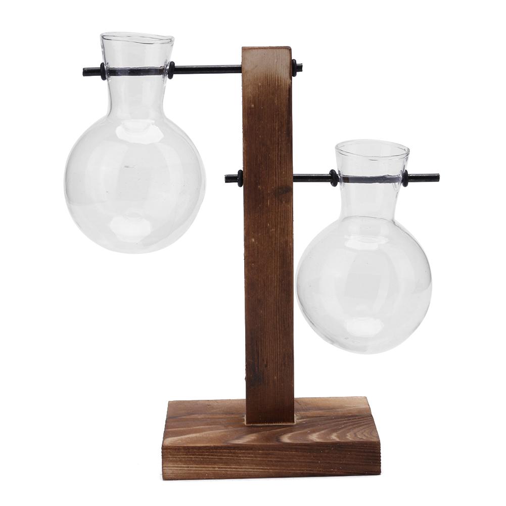 Terrarium hydrocultuur plantenvazen vintage bloempot transparante vaas houten frame glazen tafelplanten huis bonsai decoratie: 8