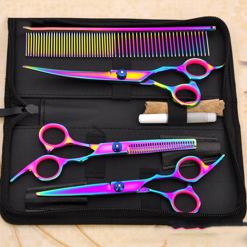 Ahuapet hondentrimmer schaar trimset voor katten goome japanse trimschaar tondeuse platte tanden huisdieren schoonheidstools e: B