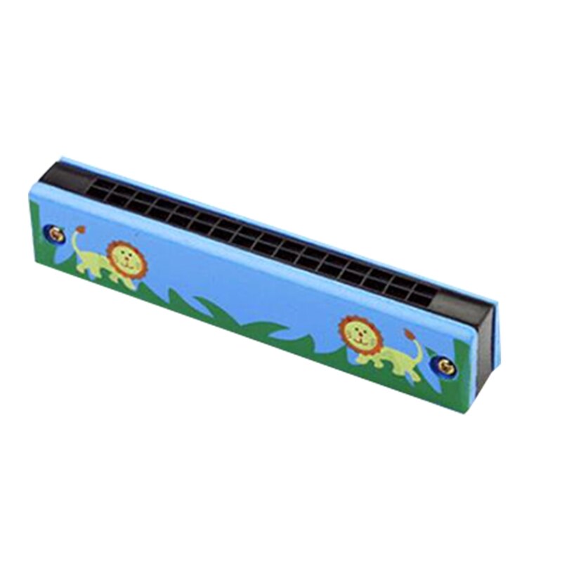 Double-Row 16 Hole Wooden Color Harmonica for Beginner Students Kids: 3TT401763-H