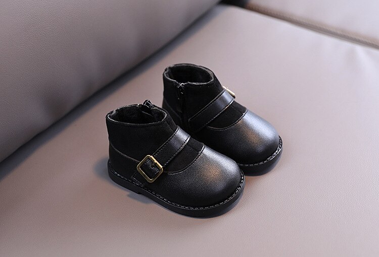 Winter kinder casual gebreide enkellaarsjes koreaanse prinses zachte onderkant mid-top schoenen kinderschoenen: Zwart / 1