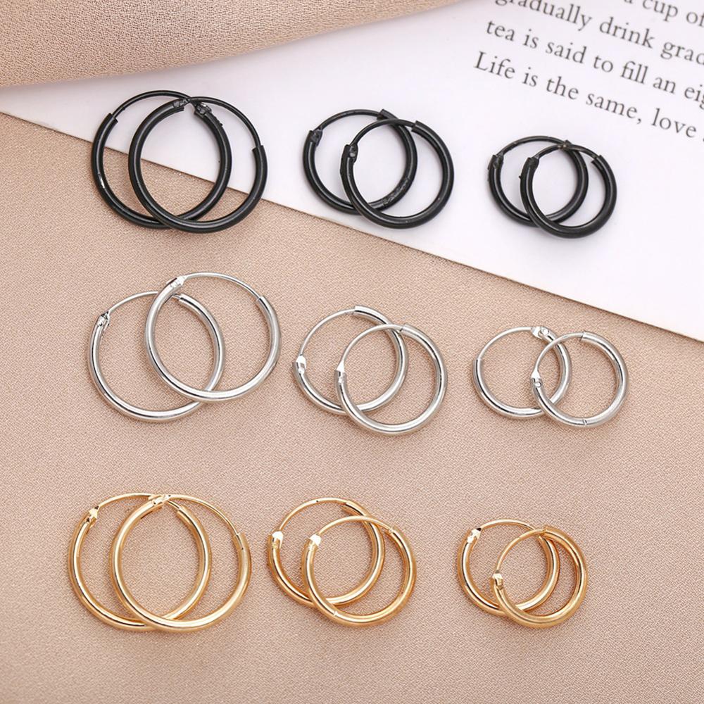 1cm 1,5 cm Ohrringe Hoop Gold Silber Farbe Runde Kleine Ohr Ringe für Frauen Metall Ohr Manschette Einfache Stil frauen Clip Huggie Ohrringe