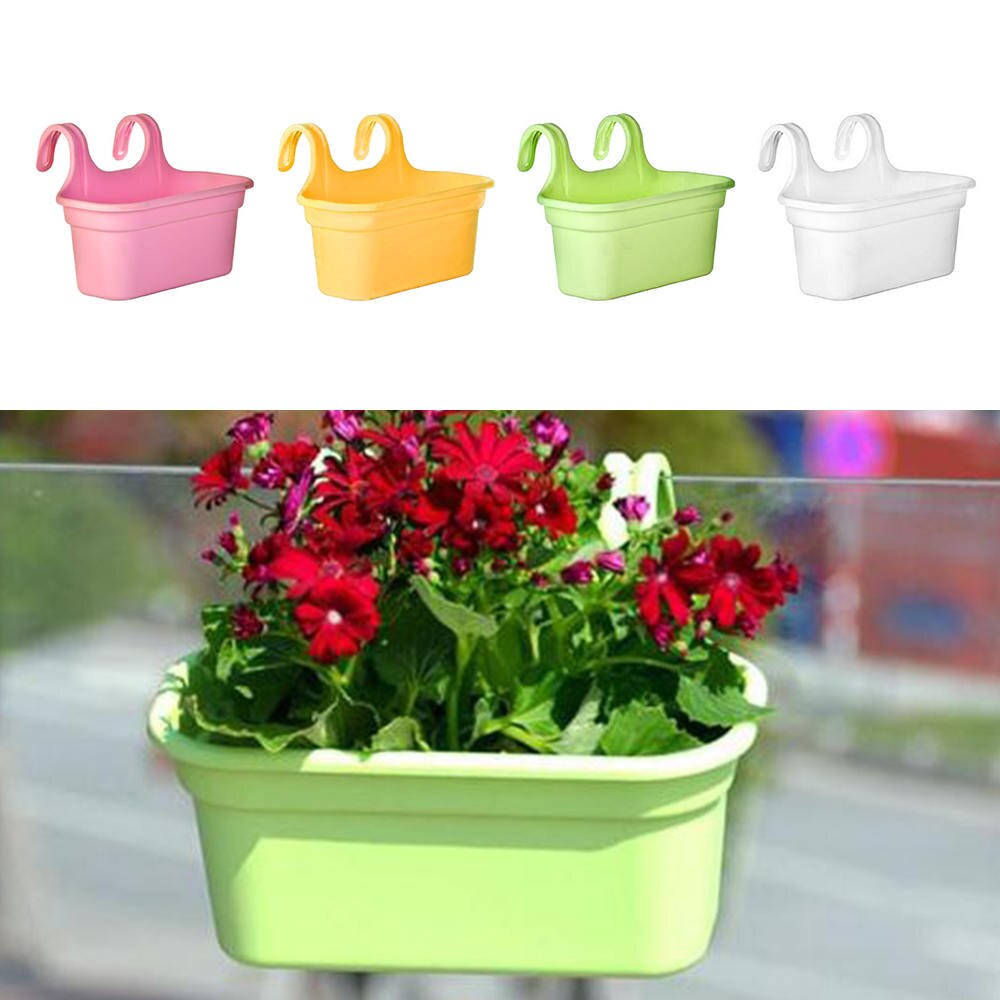 Large Hang Planter Plant Pots Hanging basket Trough Garden Fence Balcony Railing Flower Hanging baskets