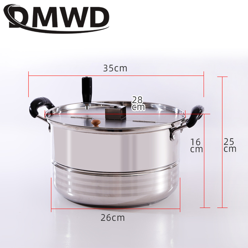 DMWD Gas Stove Air Popcorn Machine Hand-cranked Single Pot Popcorn Maker Pot Commercial Home Use Manual Corn Pressure Cooker