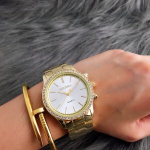 CONTENA montre en argent femmes montres de luxe strass femmes montres dames montre horloge Relogio Feminino Zegarek Damski: Or