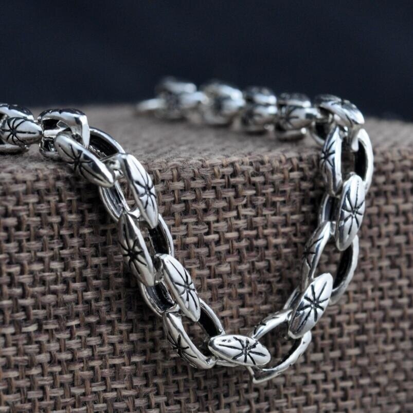 Puur Zilveren Kruis Link Armband Unisex S925 Massief Zilveren Zon Patroon Chain Real Zilver Hollow Out Armband Sieraden