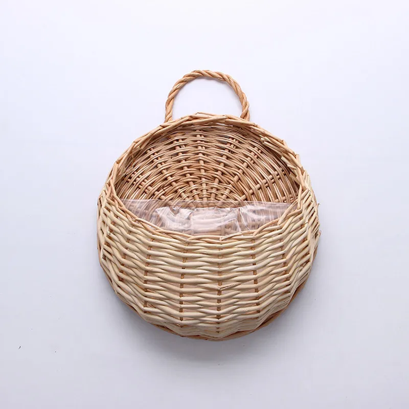 Handgemaakte rieten bloempot wandmontage rotan mand hangende plantenbak mand huis tuin decor geweven rotan vaas manden