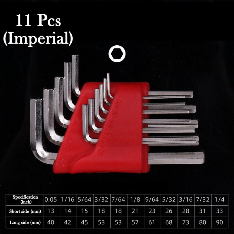 5/8/11 Pcs Hex Allen Key Allen Wrench Metric Inch L Wrench Metric Short Arm Tool Set Bicycle Accessories: 11Pcs Imperial short
