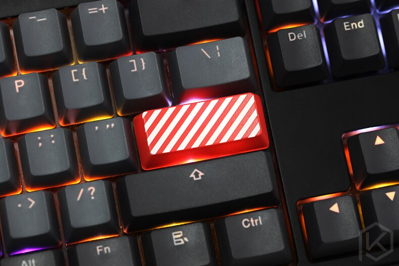 Novelty Shine Through Keycaps ABS Etched, Shine-Through stripe black red for custom mechanical keyboard enter backspace 2.25u 2u