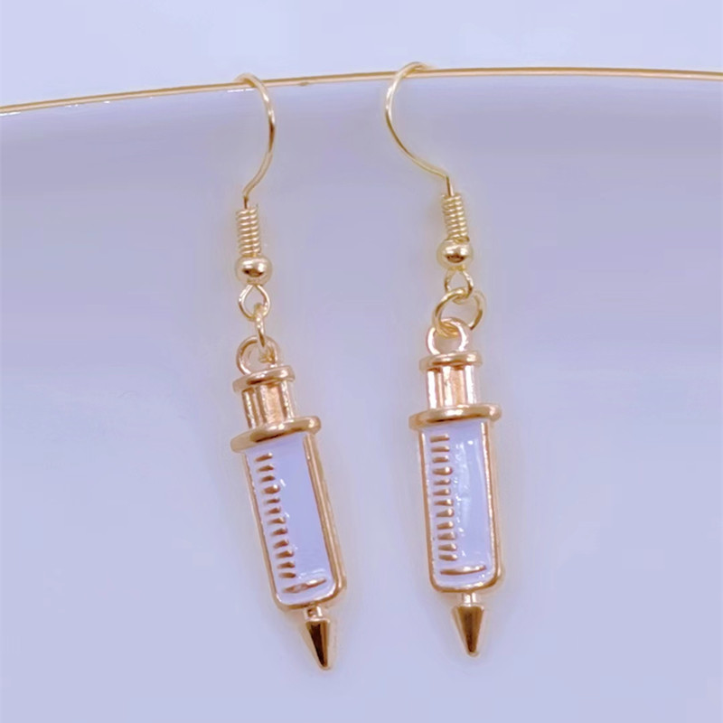 Charm enamel earrings syringe nurse cap stethoscope doctor nurse decoration earrings doctor nurse earring