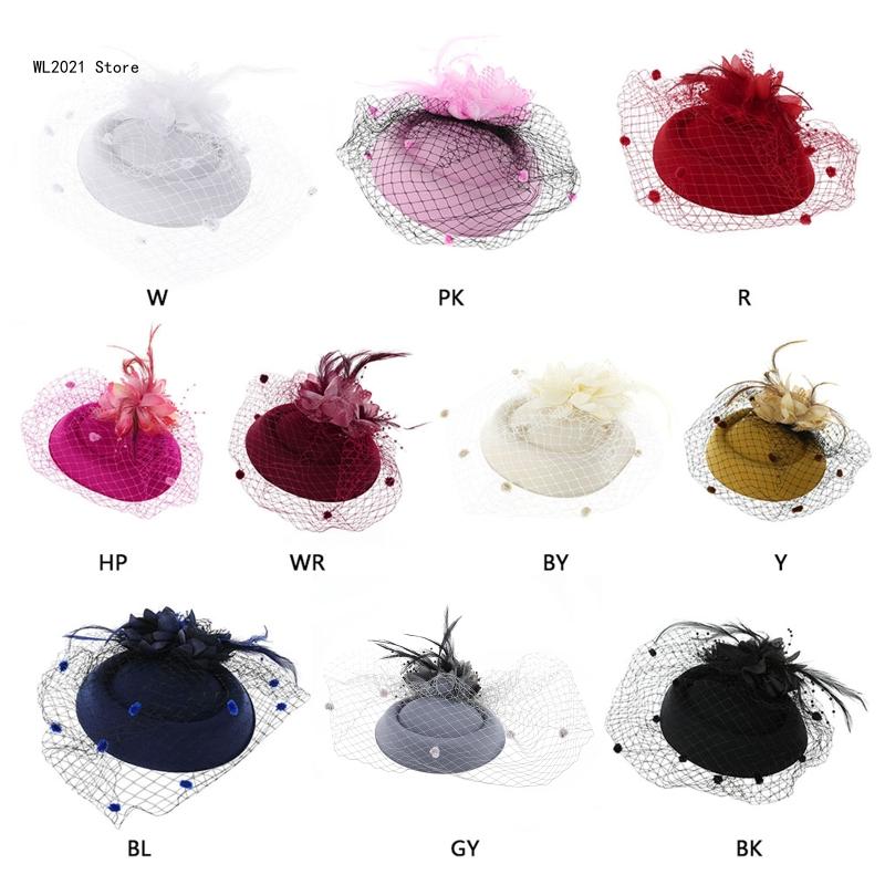 Fascinator-Hüte, einfarbig, pelzige Pillbox-Hut, Party-Kopfbedeckung, Mütze mit Schleier für Mädchen und Frauen