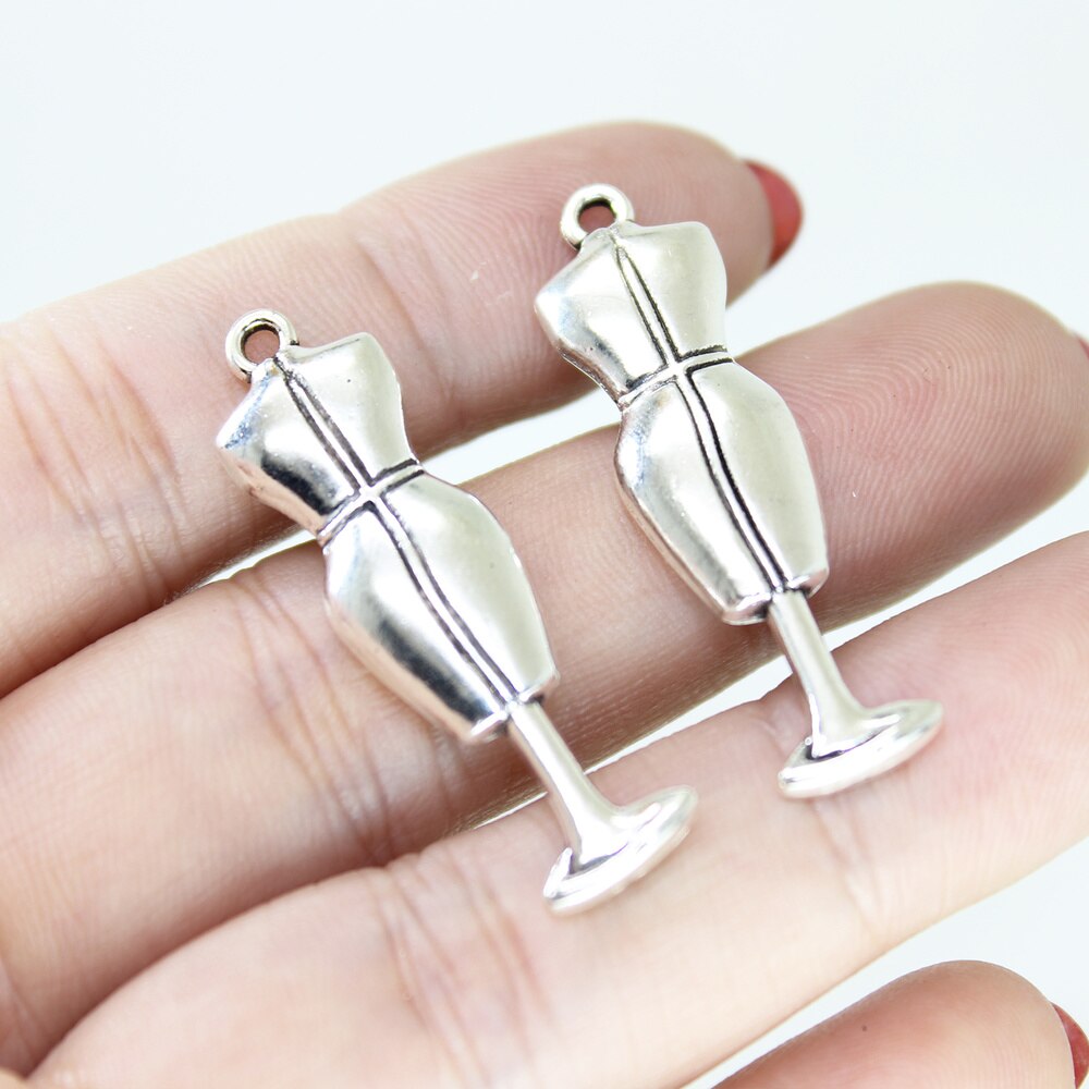 10 stück/einstellen damenkleideranhänger in antiksilber-optik, schneiderpuppen-anhänger, ohrringe, halskette, diy-schmuckherstellungszubehör