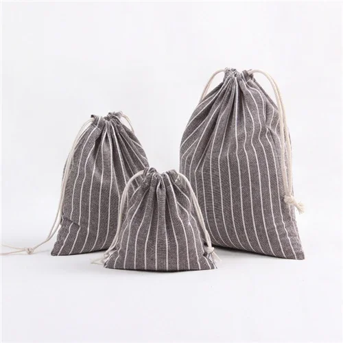 Bomullsposer med snor til bryllup, jul, diy-pakke, små, enkle poser, støvtette oppbevaringsposer til hjemmet: beige