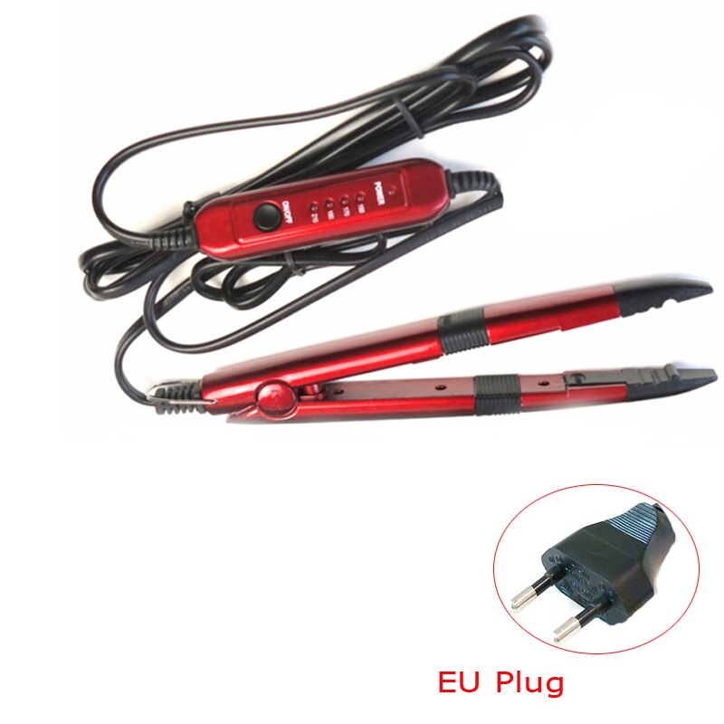 Fusion Iron Connector Keratin Bonding Tools Adjustable Temperature Mini Iron Fusion Connector Black/Red Color Available: Red-EU Plug