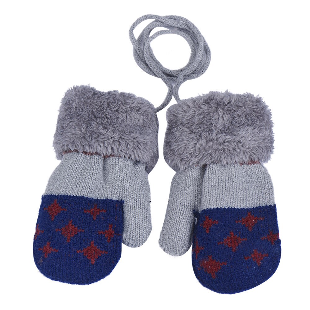 Winter Baby Jongens Leaf Meisjes Houden Warme Handschoenen Kids Katoenen Baby Wanten Houden Vinger Warm Imitatie 0-12M Baby Fluwelen: Dark Grey