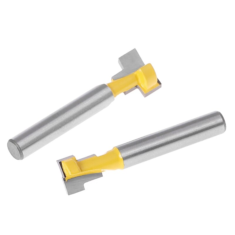 2 Pcs 1/4'' Shank Yellow T-Slot Cutter Router Bit Set for 3/8'' & 1/2'' Hex Bolt