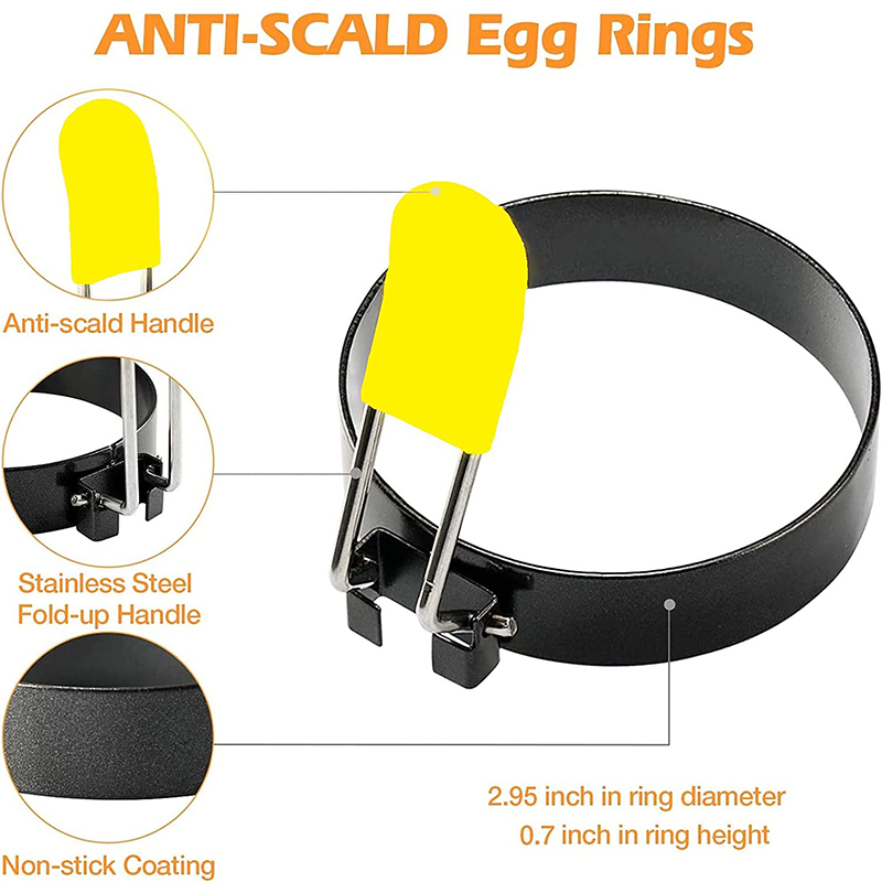 LMEETJMA 4 Uds anillos de huevo para freír huevos anillo redondo antiadherente de acero inoxidable para cocinar huevos para freír huevos y huevos Mcmuffins JT86