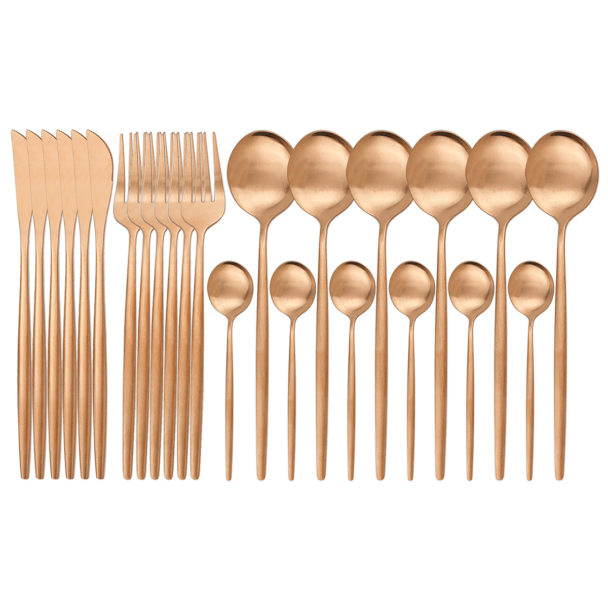 24 stuks /48 stuks zilveren bestekset 304 roestvrijstalen besteksets mes vork lepel serviesset keuken serviesset bestekset: 1 set / Roos