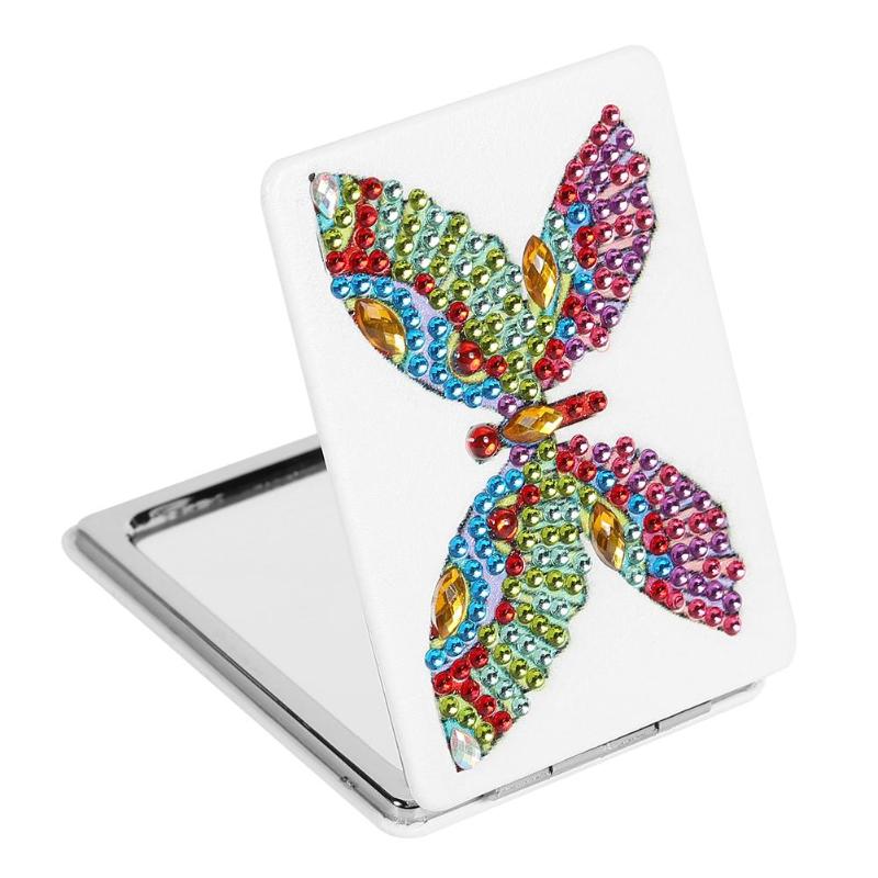 5D bricolage diamant peinture miroir Mini poche femmes fille maquillage miroir papillon strass diamant broderie miroirs: 05