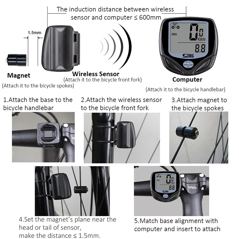 Waterproof bicycle computer bicycle odometer speedometer bicycle wireless stopwatch riding accessories with LCD digital display