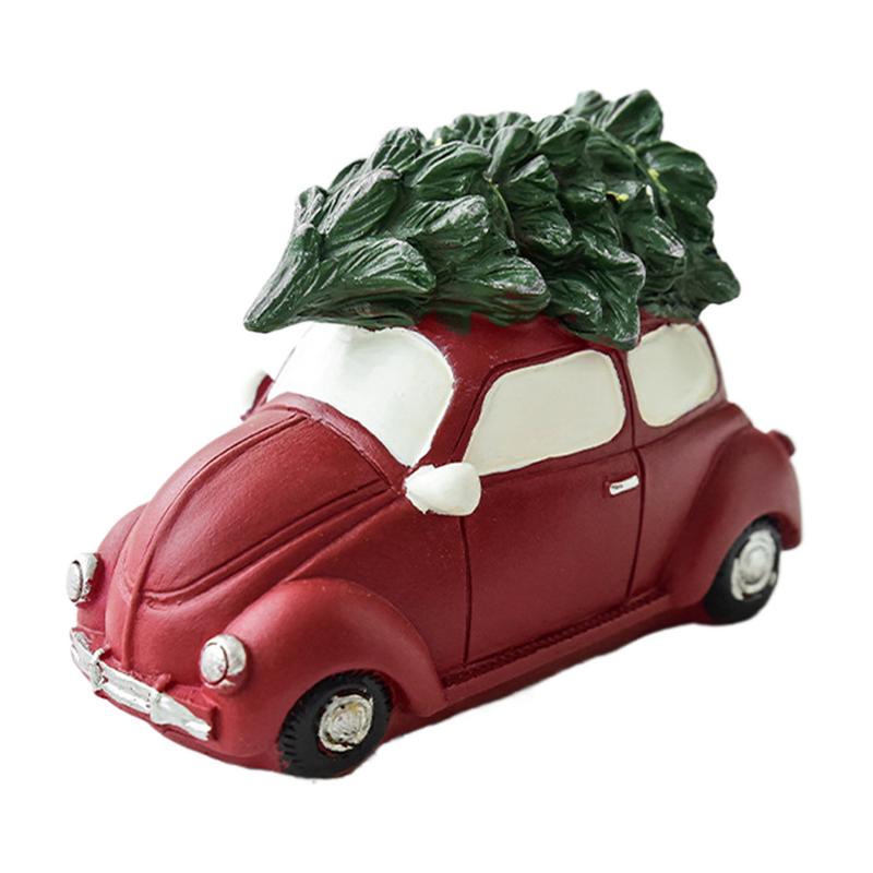 Kleine kerstbeeldjes kerstboom autostandbeeld hars brievenbus miniatuur kerstboom en auto kerst tafelblad brievenbus