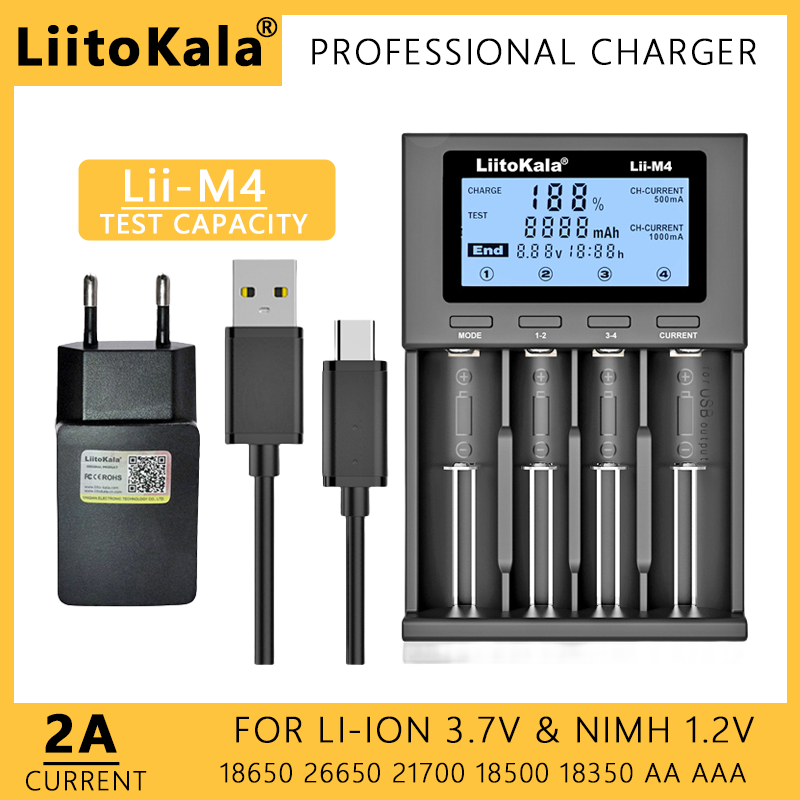 LiitoKala Lii-M4S 402 M4 18650 LCD Multifunctional Battery Charger For 3.7V 26650 21700 14500 Fast charging Smart Charger