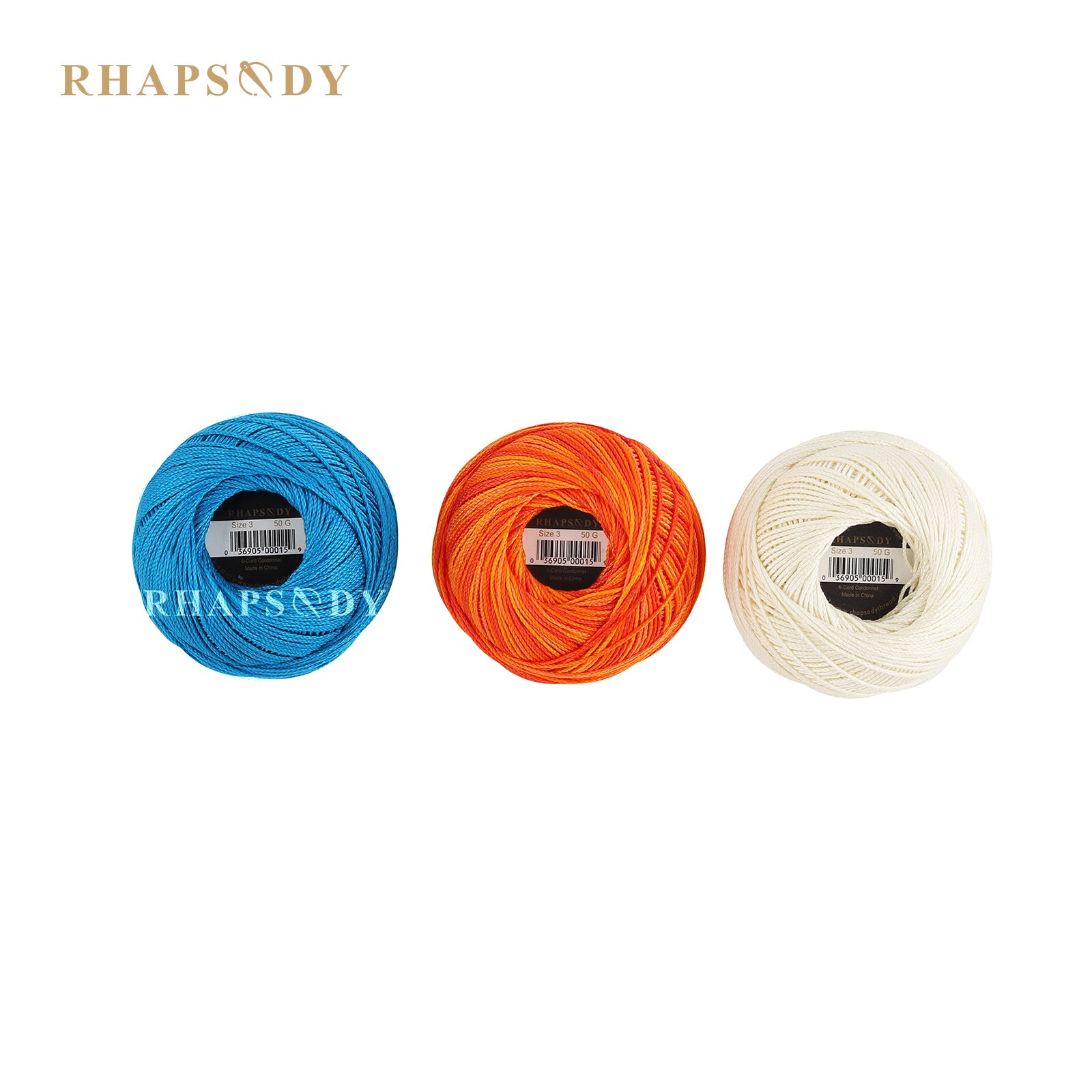Rhapsody-Hilo de ganchillo egipcio tamaño 3, algodón perlado, colores variados, bricolaje, costura, doble mercerizado, 50g120Yds