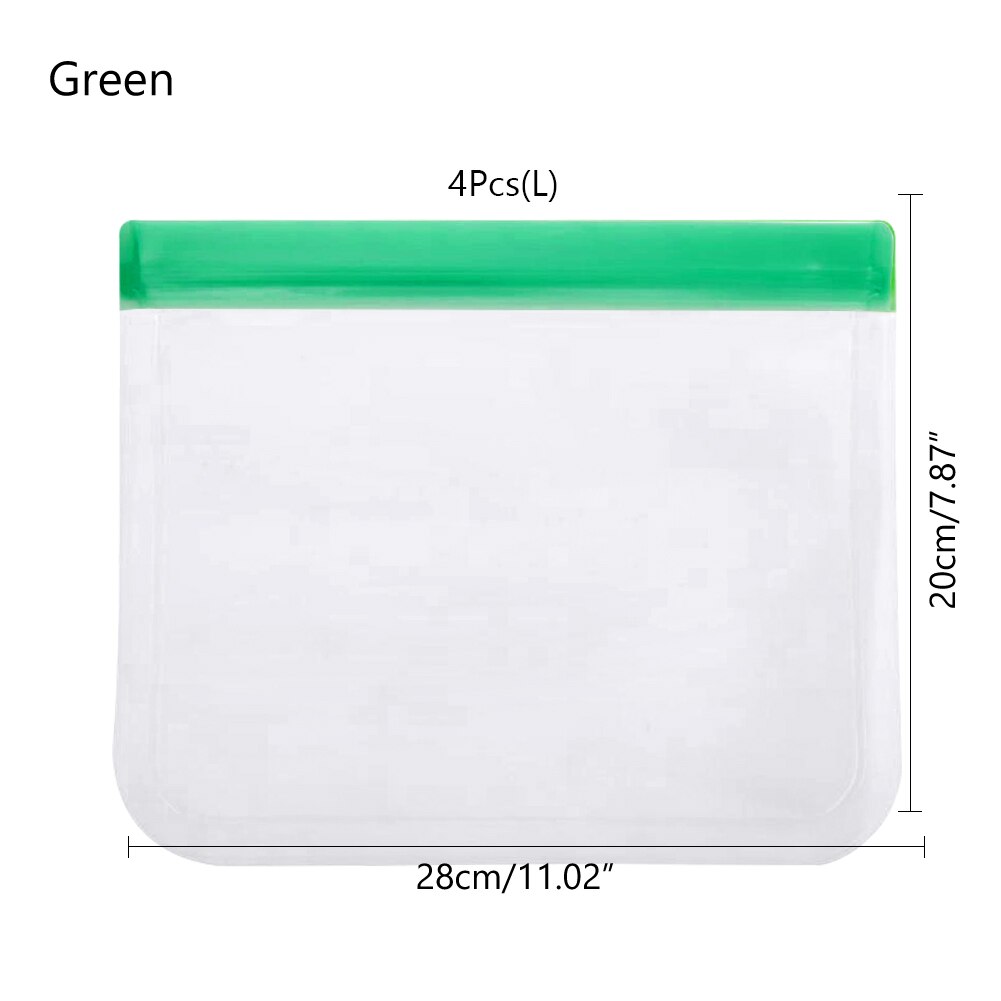 4Pcs Sandwich Pouch Containers Reusable Food Storage Bag Silicone Leakproof Fresh Fruit Pouch Freezer Bags Cup Ziplock Shut