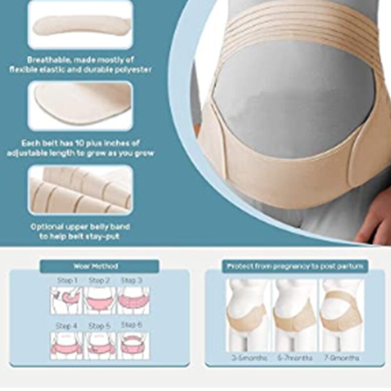 Zwangere Vrouwen Ademend Verstelbare Taille/Rug/Buik Steungordel Zwangerschap Postpartum Bandage Beige