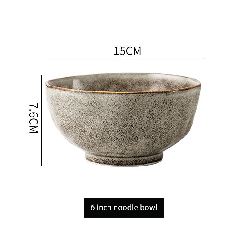 Japansk stil steintøy servise retro tallerken personlighet pasta tallerken salatskål gammeldags steintøy sausfat: 6 tommers bolle